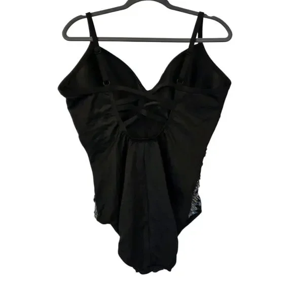 Miraclesuit Precioso Temptation DD Cup One-piece Swimsuit, Black Multicolor 14 - Picture 5 of 13